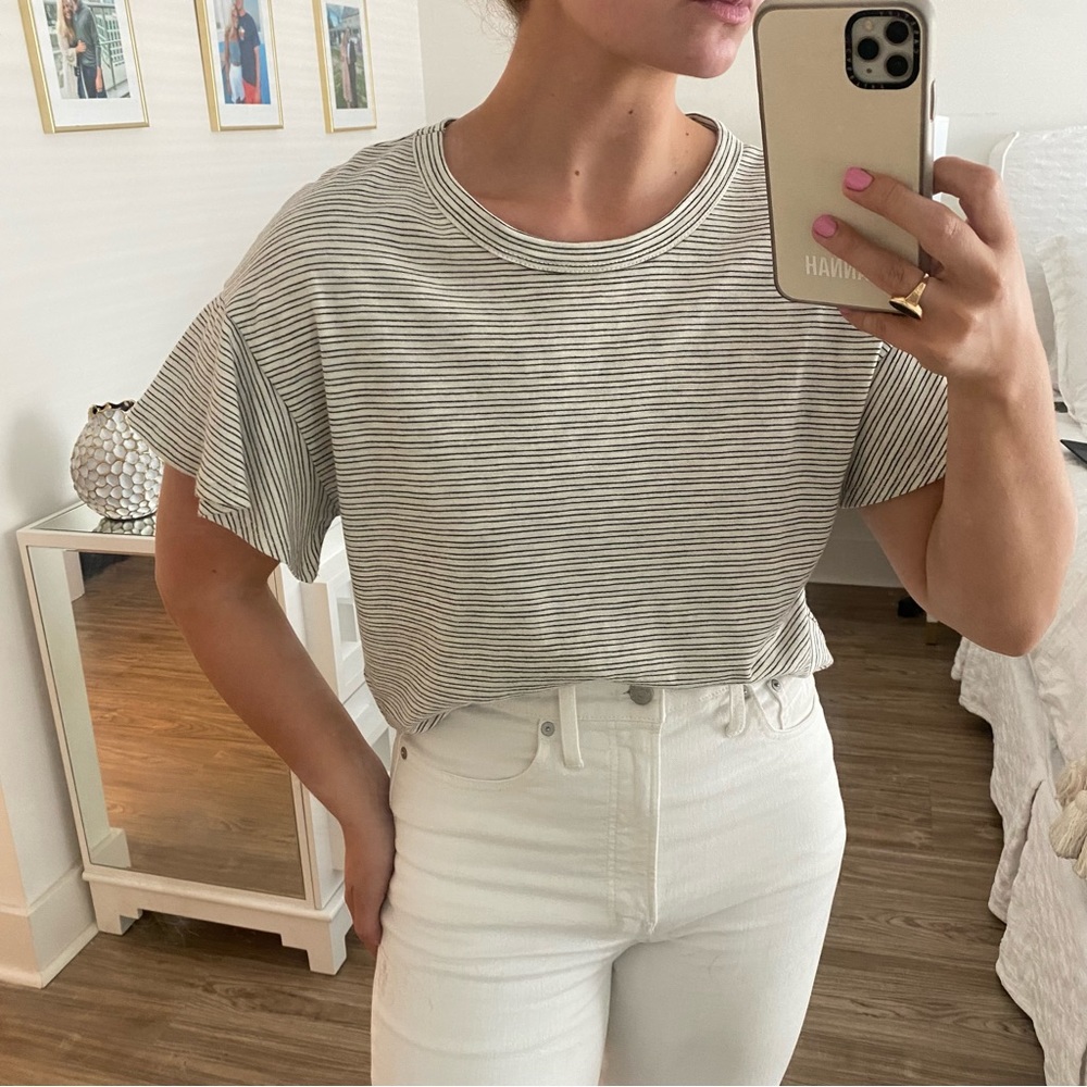 Striped short sleeve cropped t-shirt